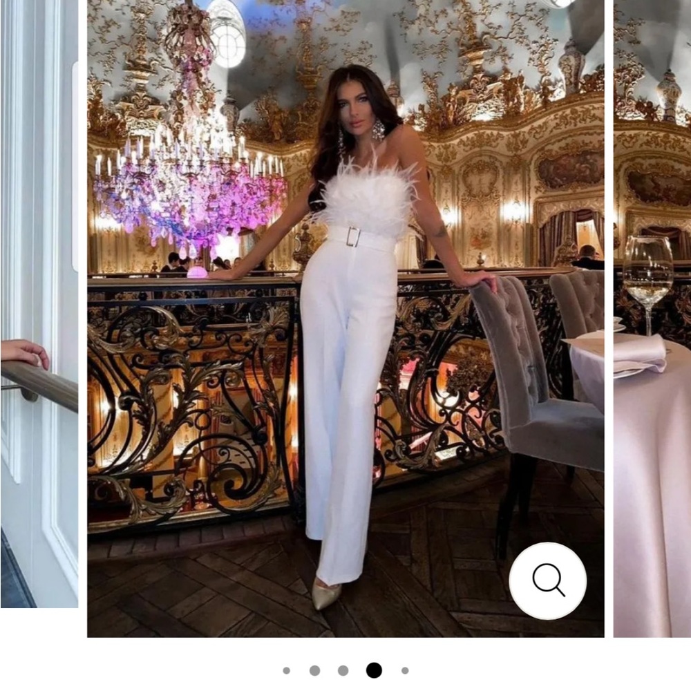 Feather belted jumpsuit